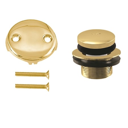 Westbrass 1-1/2" Tip-Toe Bathtub Drain with Two-Hole Overflow, Polished Brass D93-2-01